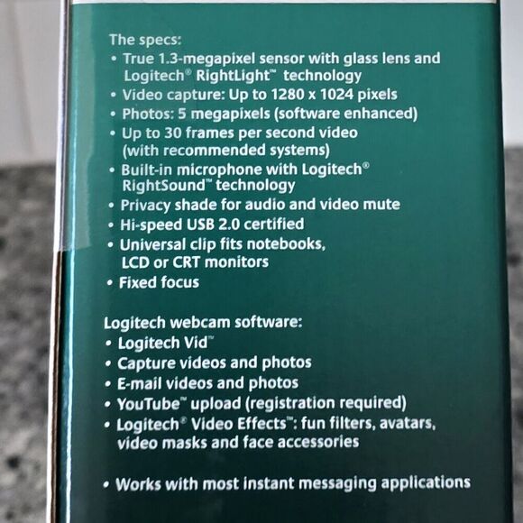 Logitech Webcam C500 1.3-MP Video Glass Lens Built In Microphone Zoom Homeschool - Picture 5 of 7